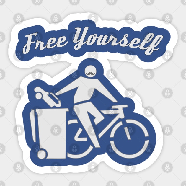 Free Yourself by Cycle. A freedom loving Cyclist. Sticker by BecomeAHipsterGeekNow